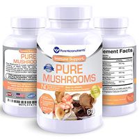 Pure Mushroom Supplement - Immune Booster with Lions Mane, Reishi, Chaga, Cordyceps & Turkey Tail - for Energy, Memory & Focus, Immunity - 60 Vegan, USA Grown