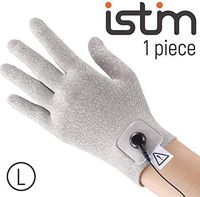 iStim Conductive Glove Package (Including Electrode Pads) for electrotherapy, Massage - Compatible with TENS/EMS Machine Units - Silver Thread (L - 1 Piece)