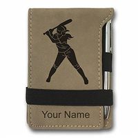 Mini Notepad, Softball Player Woman, Personalized Engraving Included (Light Brown)