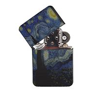 Van Gogh Starry Night - Black Lighter Windproof Flip-Top Refillable with tin Gift Box