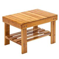 Cypress Shop Shower Bench Stool Bamboo Wood Bath Seat Stream Sauna Chair Bathtub Stool Seat with Shelf Rack Safety Bathing Showering for Bathroom Living Room Bedroom Home Furniture