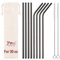 JOYECO 8 Pcs Reusable Metal straws Stainless Steel Drinking with Case, 10.5 inches Extra Long for 20oz 30oz Tumblers, Black