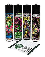 Clipper"Psychedelic 5" Collection (4 Pack), with Leaf Lock Gear Premium Universal Flints - 5 Item Bundle