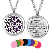 Kissreason Stainless Steel You are Braver Than You Believe Diffuser Necklace Locket Pendant Essential Oil