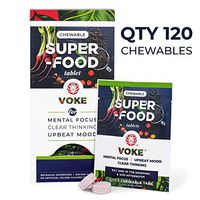 Voke Energy | Jitter-Free, All-Day Packs for Energy, Mental Focus, Upbeat Mood and Clear Thinking | 120 Chewable Superfood Tablets with Vitamin C Antioxidants | 60 Day Supply