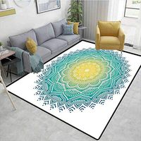 Bigdatastore High Traffic Area Rug Kids, Aquatic Color Pattern with Sun in Center Art Meditation Zen, Fashionable High Class Living Dinning Room(8'x 10')