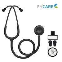 FriCARE Lightweight Dual Head Stethoscope for Medical Professionals Doctors, Aluminum Chestpiece and Headset, All Black Matte Finish Tube