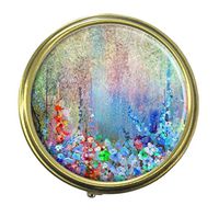 GDEE Abstract Floral Watercolor Painting Custom Fashion Stainless Steel Bronze Pill Box Western Tablets Tablet Holder Management Case Pocket or Wallet