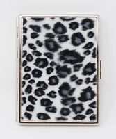 Faux Leopard Print Fur Compact (9 100s) Metal-Plated Cigarette Case & Stash Box