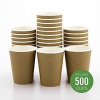 500-CT Disposable Mocha Pin Check 12-oz Hot Beverage Cups with Spiral Wall Design: No Need for Sleeves - Perfect for Cafes - Eco Friendly Recyclable Paper - Insulated - Wholesale Takeout Coffee Cup