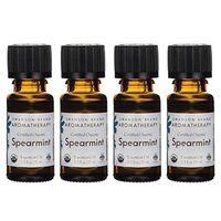 Swanson Certified Organic Spearmint Essential Oil 0.5 fl Ounce (15 ml) Liquid (4 Pack)