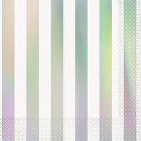 Silver Iridescent Stripes Lunch Napkins (16ct)