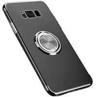 Galaxy S8 Case, Clear Soft TPU 360° Rotatable Ring Holder Kickstand Fit Magnetic Car Mount Cover (Silver)