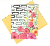 Spring Floral Blank Note Cards and Envelopes ~ Painted Flowers (Flowers Against Brick Background; 6 Cards; 4.25" x 5.5"; Bold Yellow Envelopes)
