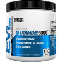 Evlution Nutrition L-Glutamine 5000, 5g Pure L Glutamine Per Serving, Post Workout, Nitrogen Transporter, Immune Support, Vegan, Gluten-Free, Unflavored Powder (100 Servings)