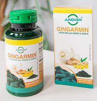 JUNOVEM GINGARMIN Spirulina with Ginger and Garlic Natural Supplement, Vegan, Non-GMO, 500 mg x 180 Count, Immune Support, 3-in-1 Superfoods, Natural Nutritions, Plant-Based Protein