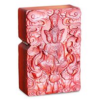 Natural Huanghuali Rosewood Carving Lighter Shell Box For Zippo Module (Namgyalma & Ushnishavijaya Buddha)