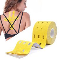 Atemto Kinesiology Tape, Athletic Sports tape Elastic Tape 100% Cotton 2inch x 16ft Roll Uncut Waterproof Breathable for Muscle Support Pain Relief (Brethable Hole, Yellow)