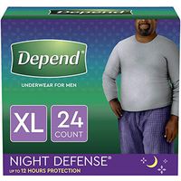 Depend Night Defense Incontinence Underwear for Men, Overnight, Disposable, Size XL, 24 Count (2 Packs of 12) (Packaging May Vary)