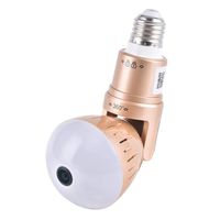 JinJin Full HD 1080P Home WiFi Bulb Camera, 360 Degree 1.44mm large angle Panoramic Wireless Security IP Camera for Home Baby Pet Monitor Remote Viewing Camera Night Vision Motion Detection (Gold)