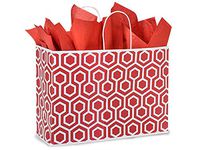 Shopping Gift Bags 250 Count - Geo Graphics - Vogue - Red