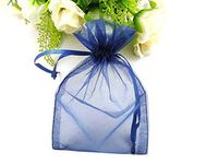 AQUAPAPA 100 Drawstring Color Sheer Organza Bags Jewelry Pouches Wedding Party Christmas Favor Gift Bag (Ship from USA) (5"x 7", Blue)
