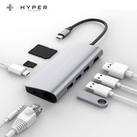 HyperDrive USB-C Hub Adapter for iPad Pro, MacBook Pro/Air, Power 9-in-1 USBC Hub Dongle with 4K HDMI, USB-C PD, Gigabit Ethernet, Audio Jack, 3X USB 3.0, Micro/SD Card Slots (Silver)