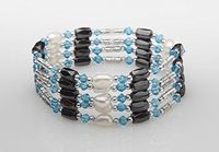 Light Blue Crystal & Fresh Water Pearl Magnetic Therapy Wrap 36"