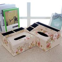 T-ZJHC Multi-Function Tissue Box Desktop Living Room Coffee Table Remote Control, Pink Butterfly Love Flower, Large (26.5 * 12 * 9.5 * 16.5CM)