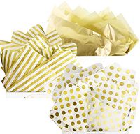 UNIQOOO 60Sheets Assorted Metallic Gold Foil Gift Tissue Paper Bulk, Recyclable Durable, for Gift Bags Box,Gift Wrapping Craft, Wedding Birthday Party Favors, Shredded Fill, Piñata,Confetti 20X26Inch