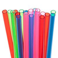 20 Long Reusable Plastic Straws Medium Width + Sturdy Cleaning Brush - for Tumblers and Mason Jars - Assorted Colors Value Pack - BPA PFOA Free
