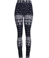 H.coosy practical;cozy small elephant printed high elastic leggings plus cashmere trousers Dark blue L