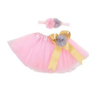 Newborn Baby Girls Photo Photography Prop Tutu Skirt Headband Outfit Clothes Set (Pink)