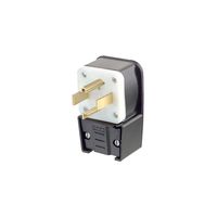 Leviton 9432-P 30 Amp, 125/250 Volt, Straight Blade, Plug, Industrial Grade, Grounding, Angle, Black