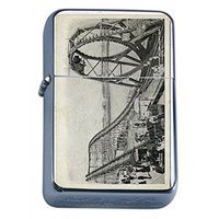 Perfection In Style Silver Flip Top Oil Lighter Vintage Roller Coasters Design 001