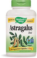 Natures Way Astragalus Root, 470 milligrams, 180 Vegetarian Capsules. Pack of 5 Bottles.