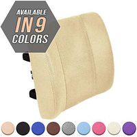 Viteps Lumbar Support Pillow / 100% Pure Memory Foam Lower Back Cushion with 2 Adjustable Straps Perfect for Computer - Office Chair - car seat/Breathable Machine Washable Cover (Beige)