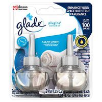 Glade PlugIns Refills Air Freshener, Scented and Essential Oils for Home and Bathroom, Clean Linen, 1.34 Oz, 4 Count