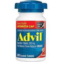 Advil Coated Tablets Pain Reliever and Fever Reducer, Ibuprofen 200mg, 200 Count, Easy Open Arthritis Cap, Fast-Acting Formula for Headache Relief, Toothache Pain Relief and Arthritis Pain Relief