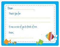 Under The Sea Fill-in Thank You Note Cards for Kids, 5.5" X 4.25" Notecards with White Envelopes