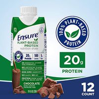 Ensure 100% Plant-Based Vegan Protein Nutrition Shakes with 20g Fava Bean and Pea Protein, Chocolate, 11 fl oz, 12 Count