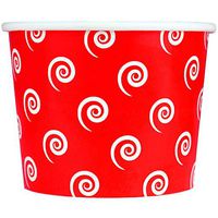 Valentine's Day Red Paper Ice Cream Cups - 12 oz Swirls and Twirls Dessert Bowls - Perfect For Your Yummy Foods! Many Colors & Sizes - Frozen Dessert Supplies - 100 Count