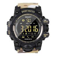 Smart Watch Pedometer Fitness Rugged IP67 Waterproof and Shock Resistant CR2032 Battery working for 365 Days Remote Camera Incoming Call or Message Alert for iPHONE or Android Phone MEN (KHAKI)