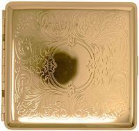 Gold Victorian Scroll (Full Pack Kings) Metal-Plated Cigarette Case & Stash Box