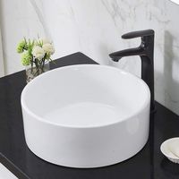 VCCUCINE Modern Bathroom Porcelain Round White Ceramic Vessel Sink, Countertop Sink for Lavatory Vanity Cabinet