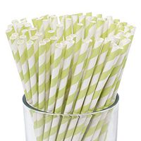 Just Artifacts 100pcs Premium Biodegradable Striped Paper Straws (Striped, Pistachio)