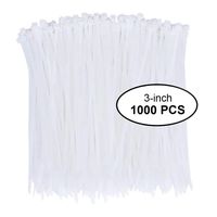Nylon Zip Ties (1000pcs) 3 Inch with Self Locking Cable Ties in White