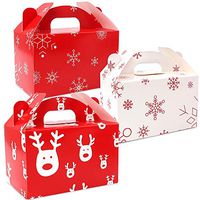 Moretoes 24 Packs Christmas Paper Treat Boxes Gable Boxes Red and White Snowflake Christmas Favor Boxes