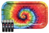 Clipper Lighter “Leaf Lock Gear Controller” Design (4 lighters) with Rolling Paper Depot Rolling Tray (Tie Dye)