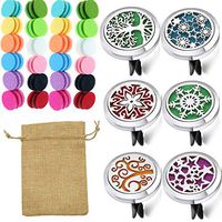 HYMONA 6 PCS car Essential Oil Diffuser Vent Clip Stainless Steel Diffuser with 72 Replacement Felt pads Aromatherapy Fragrance air refresher (E1)